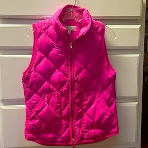J. Crew puffer vest in hot pink, S